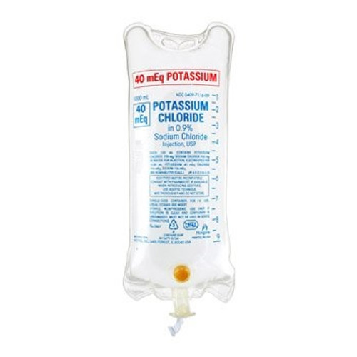 Baxter 40mEq/L Potassium Chloride and 0.9% Sodium Chloride for Injection in 1,000mL Plastic Bag (2B1984X) Baxter 40mEq/L Potassium Chloride and 0.9% Sodium Chloride for Injection in 1,000mL Plastic Bag (2B1984X)
