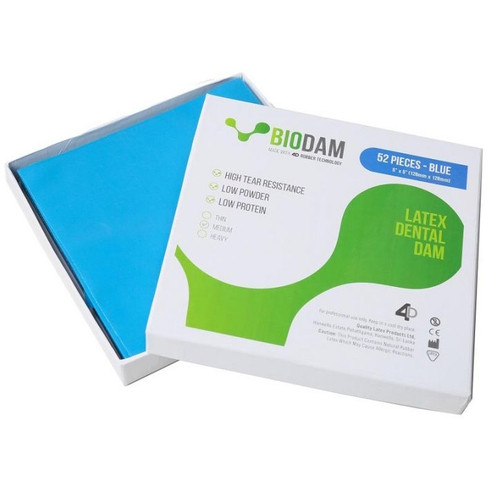 4D Rubber 5” x 5” Blue Biodam Heavy Gauge Latex Dental Dam (BIOBLU02812852)