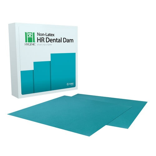 4D Rubber 6” x 6“ Teal Hygenic HR Medium Gauge Non-Latex Dental Dam (15551)