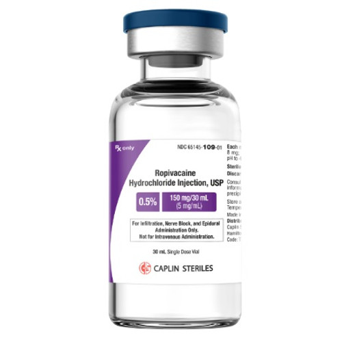 Caplin Steriles 0.5% Ropivacaine Hydrochloride for Injection in 30mL SDV (65145010910)