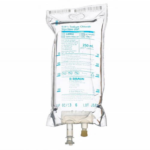B. Braun 0.9% Sodium Chloride for Injection in 250mL Bag (L8002)