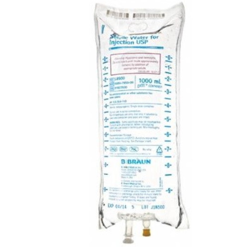 B. Braun Sterile Water for Injection in 1,000mL Excel IV Bag (L8500)