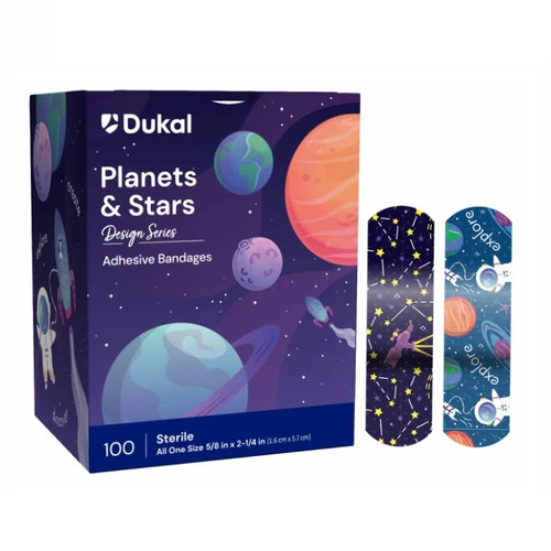 Dukal 5/8" x 2-1/4" Planet and Stars Adhesive Bandage (15661)