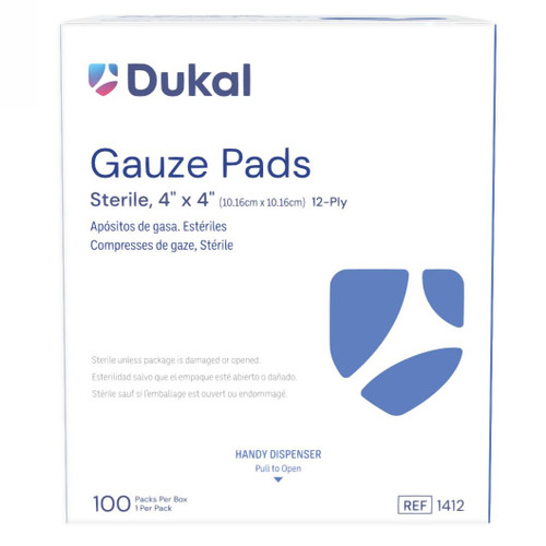 Dukal 4" x 4" Sterile 12-Ply Gauze Pad (1412)