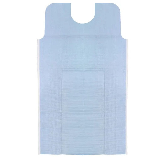 TIDI 29" x 21" Blue Endodontic/Oral 3-Ply Tissue + Poly Surgery Bib (917483) 