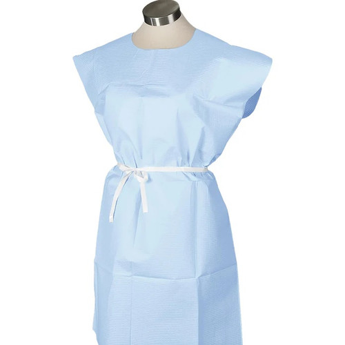 TIDI 30" x 42 Blue Adult 3-Ply Tissue + Poly Patient Exam Gown (813)