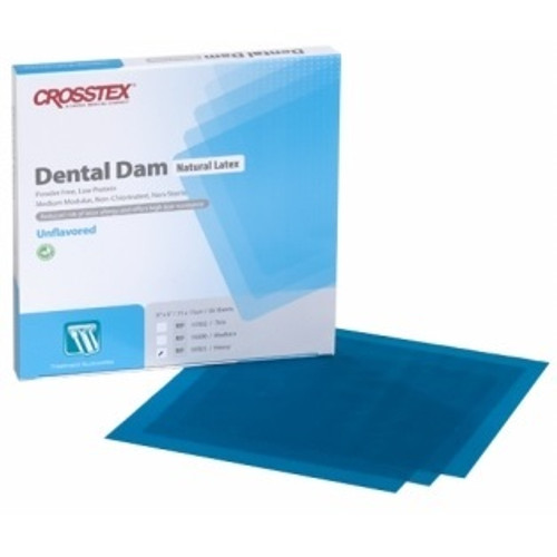 Crosstex 6" x 6" Blue Heavy-Gauge Dental Dam (19301)