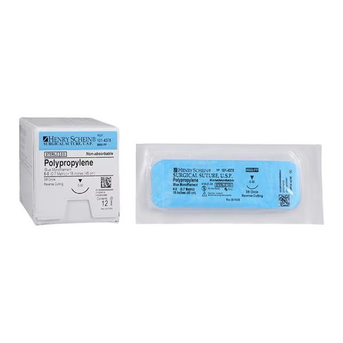 Henry Schein 6-0 x 18" Blue Polypropylene Monofilament Suture with C-22 Needle (1014378)
