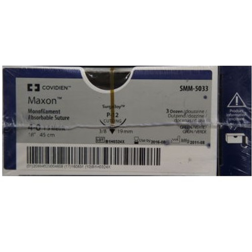 Maxon™ 4-0 x 18" Green Polyglyconate Monofilament Sutures with P-12 Needle - 36/Box (SMM5033) Maxon™ 4-0 x 18" Green Polyglyconate Monofilament Sutures with P-12 Needle - 36/Box (SMM5033)