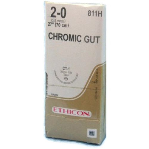 2-0 x 27" Chromic Gut Suture with CT-1 Needle - 36/Box