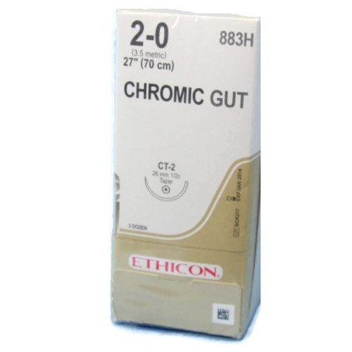 2-0 x 27" Chromic Gut Suture with CT-2 Needle - 36/Box