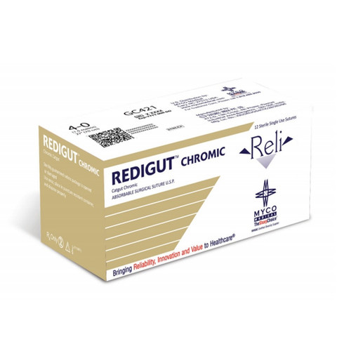 Myco 4-0 x 18" Reli® Chromic Gut Suture with X-1 Needle - 12/Box Myco 4-0 x 18" Reli® Chromic Gut Suture with X-1 Needle - 12/Box