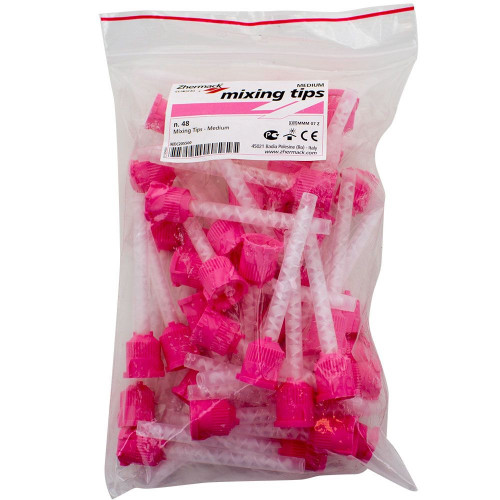 Zhermack Medium Pink Mixing Tips - 48/Bag