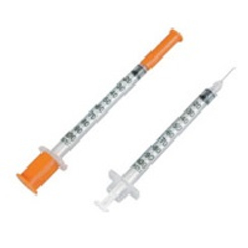 1cc U-100 Insulin Syringe with 28G x 1/2" Needle - 100/Box