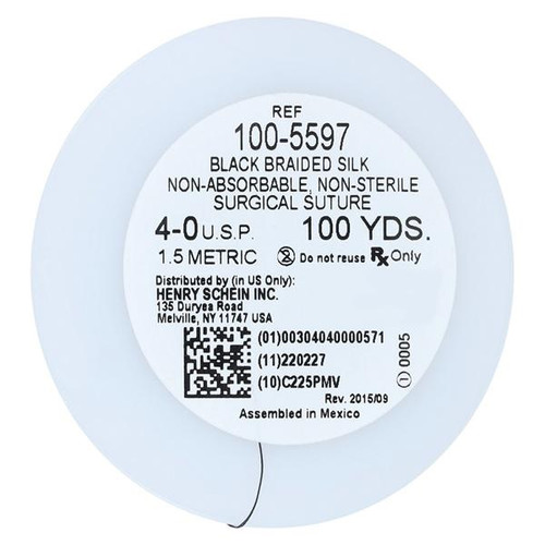 Henry Schein 4-0 Silk Braid Suture in a 100-Yard Spool (2340S)