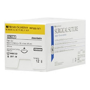 Henry Schein 5-0 x 18" Plain Gut Suture with PC-1 Needle (9007471)