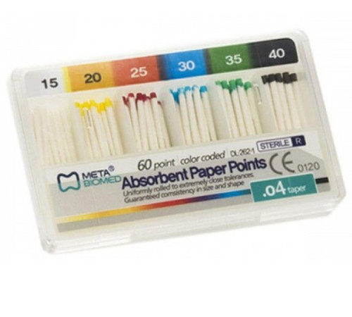 Paper Point 40 Meta Biomed #15-#40 Paper Point with 0.4 Taper in Sliding Box (221510-14)