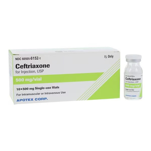 Apotex 500mg Ceftriaxone for Injection in 10mL Vial (60505615201)