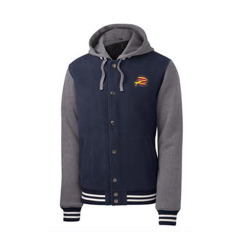 Z Logo Insulated Letterman Jacket: Navy/Heather