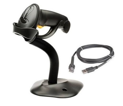 Symbol LS2208 Barcode Reader, Stand, USB Cable