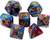 Chessex 7 Piece 16mm RPG Festive Mosaic / Yellow Dice Set CHX 27450 - Open Box