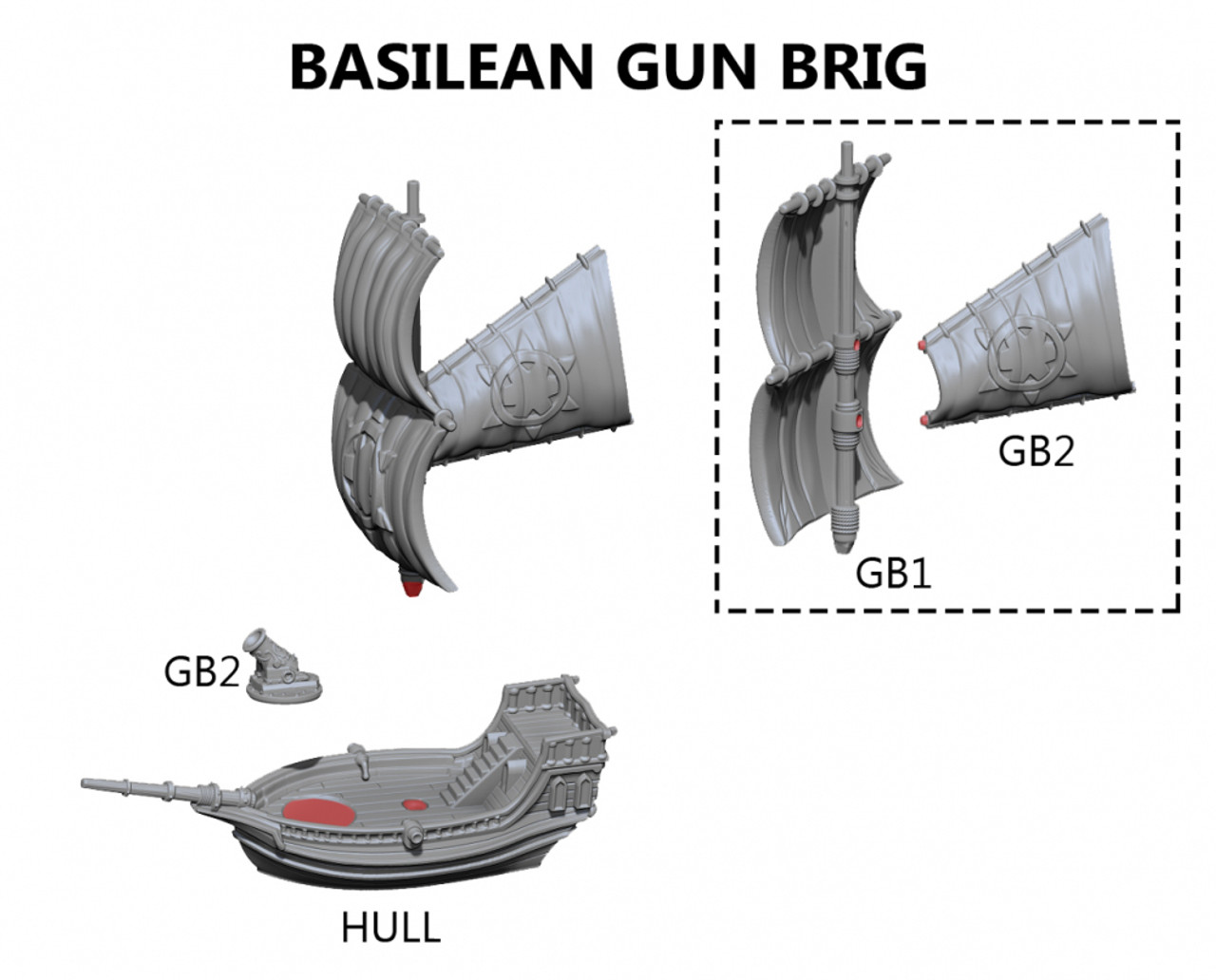 Kings of War Armada Basilean Gunbrig Available to Order Troll