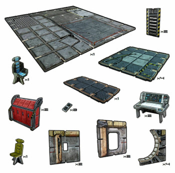 Battle Systems Sci-fi Terrain Frontier Floor Tiles Pack - 28-35mm RPG / Wargames / 40k Necromunda Card Scenery