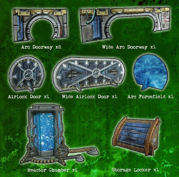 Battle Systems Sci-fi Terrain Frontier Doorways & Airlocks Sheet - 28-35mm RPG / Wargames / 40k Necromunda Card Scenery