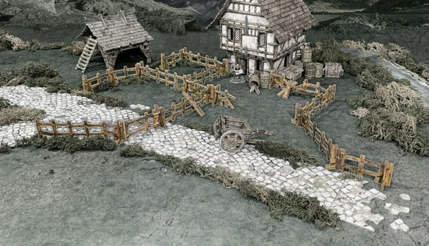 Battle Systems Fantasy Terrain Wooden Fencing - 28-35mm DND D&D RPG Wargames Historical / Fantasy Card Scenery