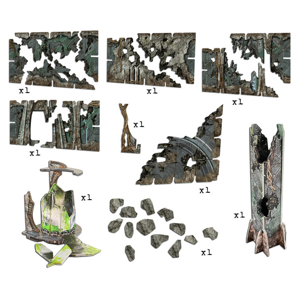 Battle Systems Sci-fi Terrain Alien Catacombs Ruins Sheet - 28-35mm RPG / Wargames / 40k Necromunda Card Scenery