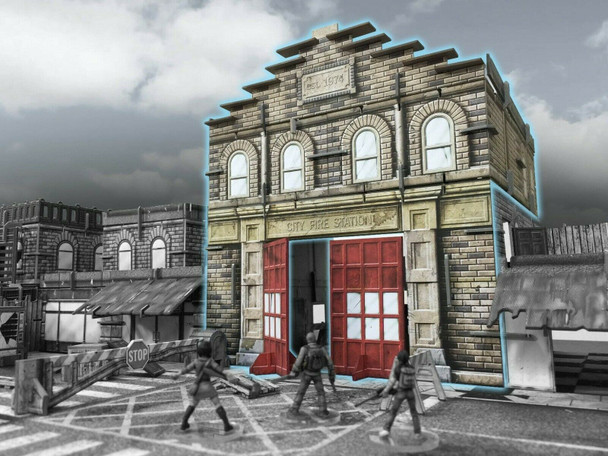 Battle Systems Urban Apocalypse Terrain Fire Station - 28-35mm RPG / Wargames 40k Crisis Protocol Modern Zombies Card Scenery