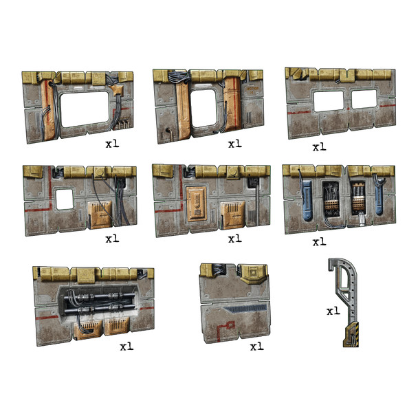 Battle Systems Sci-fi Terrain Frontier Walls Sheet - 28-35mm RPG / Wargames / 40k Necromunda Card Scenery