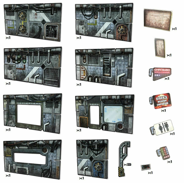 Battle Systems Sci-fi Terrain Cyberpunk Walls Sheet - 28-35mm RPG / Wargames / 40k Necromunda Card Scenery