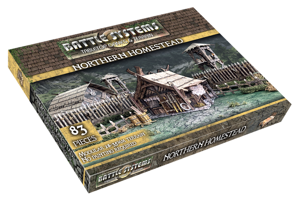 Battle Systems Fantasy Terrain Log Hut / Northern Homestead - 28-35mm DND D&D RPG Wargames Historical / Fantasy Card Scenery