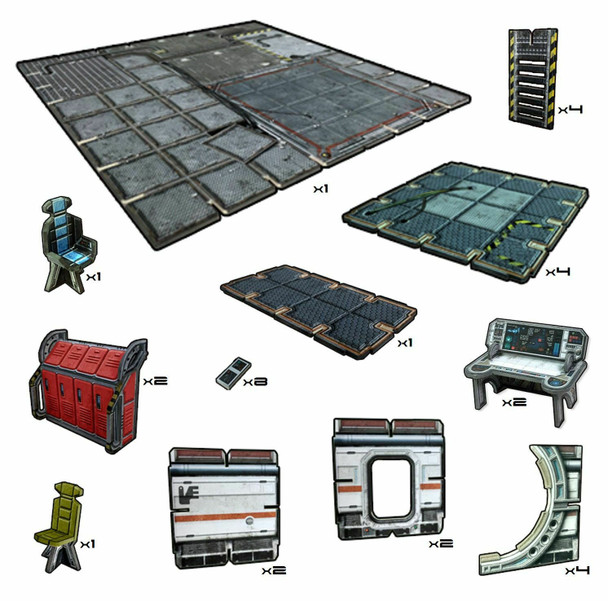 Battle Systems Sci-fi Terrain Galactic Floor Tiles Pack - 28-35mm RPG / Wargames / 40k Necromunda Card Scenery