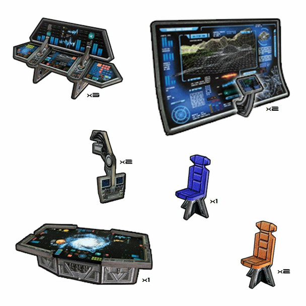 Battle Systems Sci-fi Terrain Frontier Consoles Sheet - 28-35mm RPG / Wargames / 40k Necromunda Card Scenery