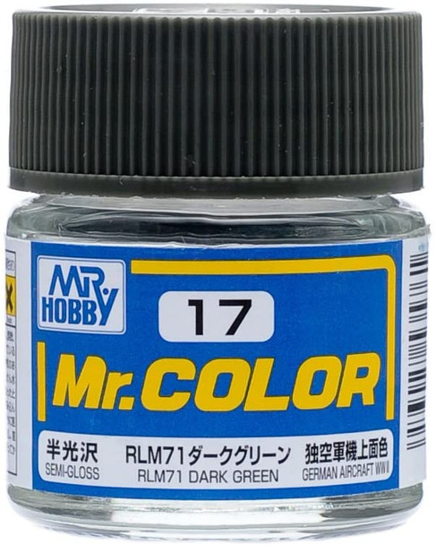 Mr Hobby C17 Semi-Gloss RLM71 Dark Green German Aircraft Paint (10ml)