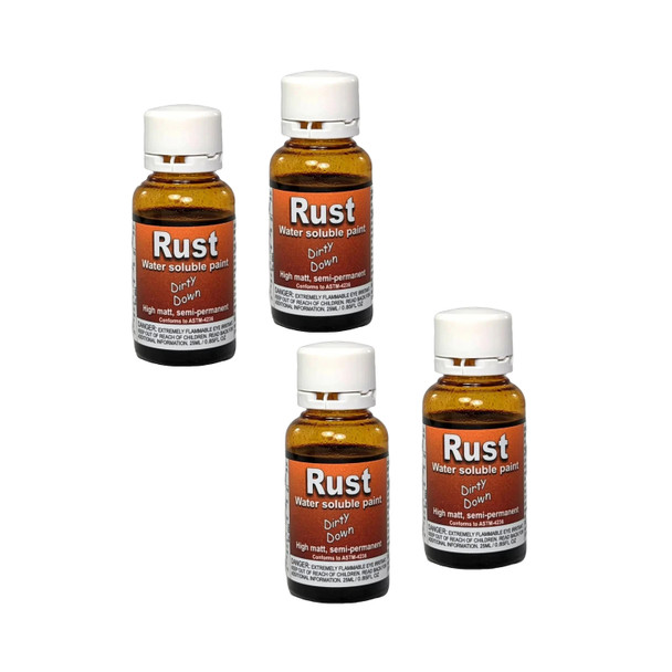 Dirty Down Paints Rust Bundle of 4 (25ml x4) - Water-based Paint for a Highly Realistic Rust Effect - Magic in a Bottle