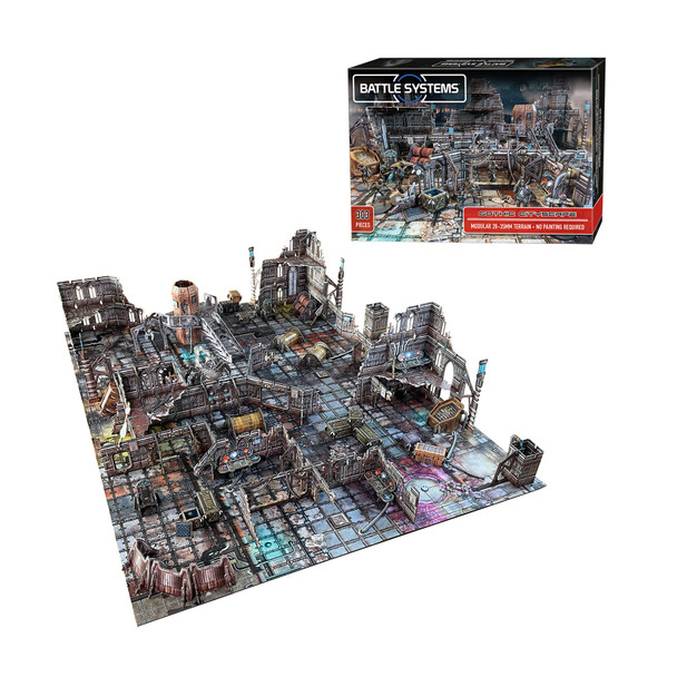 Battle Systems Sci-fi Terrain Gothic Cityscape Core Set - 28-35mm RPG / Wargames / 40k Necromunda Card Scenery