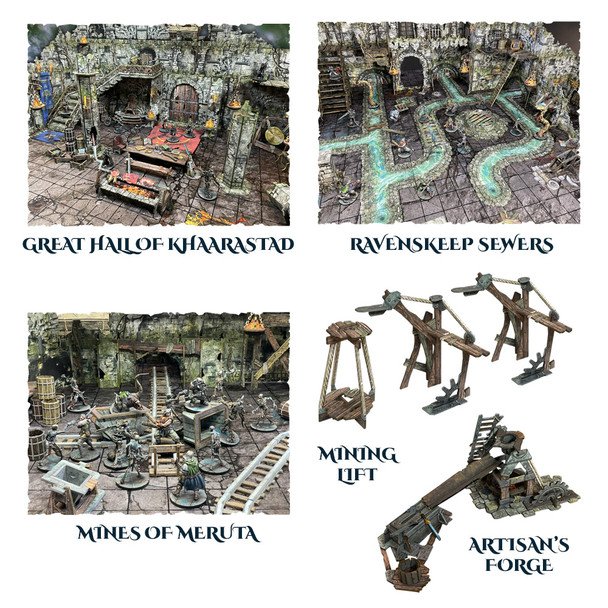 Fantasy Dungeon Terrain Locations of Enveron Bundle - Fantasy Dungeon Crawler Game Immersive Terrain Solo, Co-op and Adversarial Play