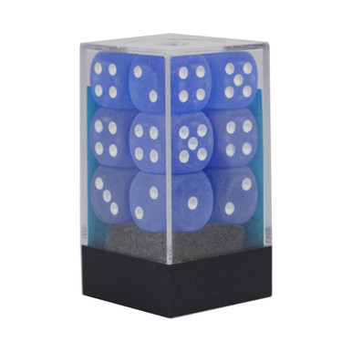 Chessex 36 Count 12mm d6 Block Frosted Blue / White Dice Set CHX