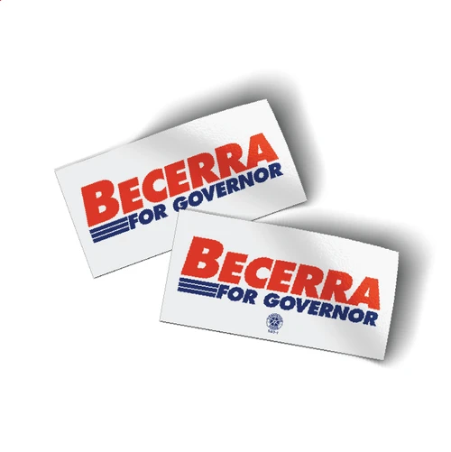 Becerra For Governor - Costco Style (4" x 2" Vinyl Sticker -- Pack of Two!)