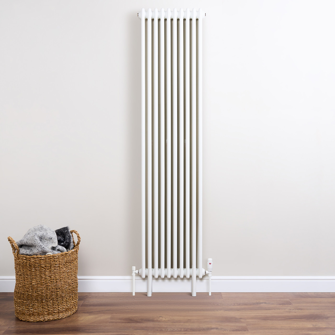 3 Column 2000 Vertical Radiator: Traffic White (RAL 9016) 2000mm H x ...