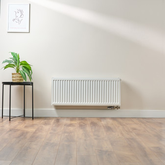 Compact 6 - 4TS Horizontal Radiator:  Traffic White (RAL 9016) 400mm H x 1000mm L - Compact-6-4TS1000W-White-Lifestyle-01.jpg