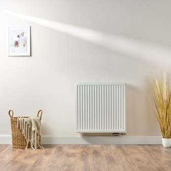 Compact 6 - 7TS Horizontal Radiator:  Traffic White (RAL 9016) 700mm H x 700mm L - Compact-6-7TS700W-White-Lifestyle-01.jpg