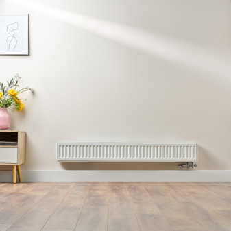 Compact 6 - 2TS Horizontal Radiator:  Traffic White (RAL 9016) 200mm H x 1400mm L - Compact-6-2TS1400W-White-Lifestyle-01.jpg