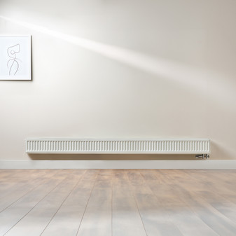 Compact 6 - 2DS Horizontal Radiator:  Traffic White (RAL 9016) 200mm H x 2400mm L - Compact-6-2DS2400W-White-Lifestyle-01.jpg
