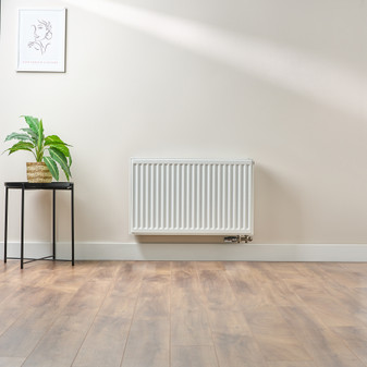 Compact 6 - 5TS Horizontal Radiator:  Traffic White (RAL 9016) 500mm H x 800mm L - Compact-6-5TS800W-White-Lifestyle-01.jpg
