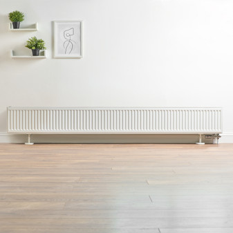 Compact 6 - 3QS Horizontal Radiator:  Traffic White (RAL 9016) 300mm H x 2400mm L - Compact-6-3QS2400W-White-Lifestyle-01.jpg