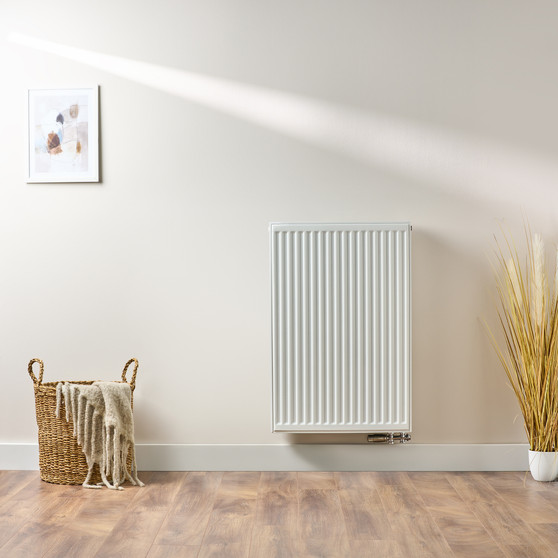 Compact 6 - 9TS Horizontal Radiator:  Traffic White (RAL 9016) 900mm H x 600mm L - Compact-6-9TS600W-White-Lifestyle-01.jpg
